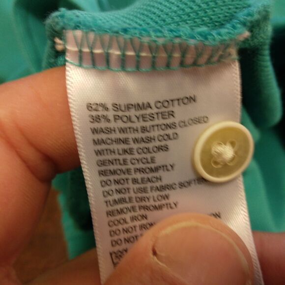 Tommy Bahama shirt mens M Medium teal green supima cotton blend short sleeve - Picture 7 of 8